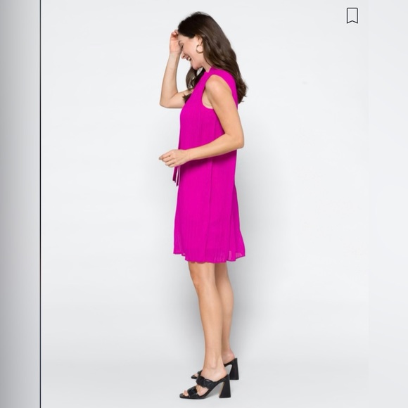 DKNY pleated fuchsia shift dress in size 8. - Picture 3 of 4